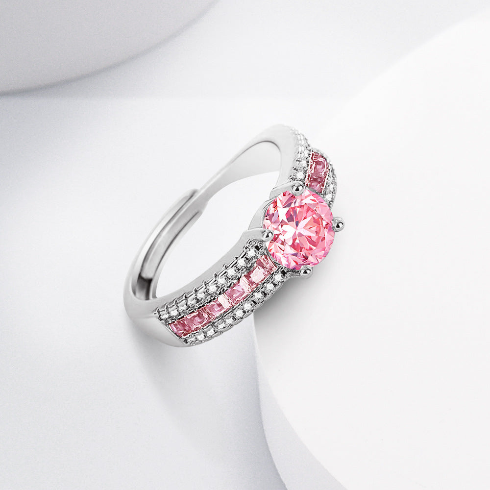 Wholesale Copper-plated ring with blue spinel and colorful cubic zirconia stones