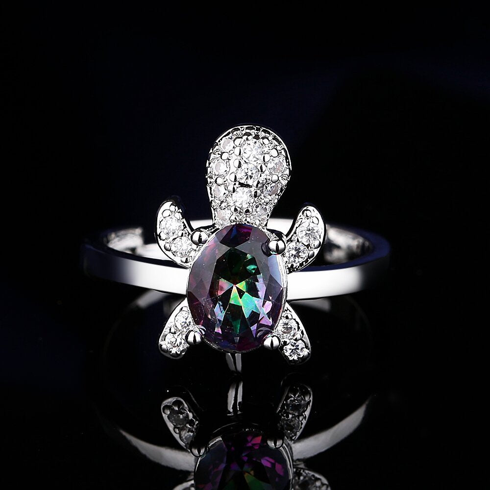 Wholesale Turtle Colorful Zircon Copper Earrings Necklace Ring ACC-RS-BLX001