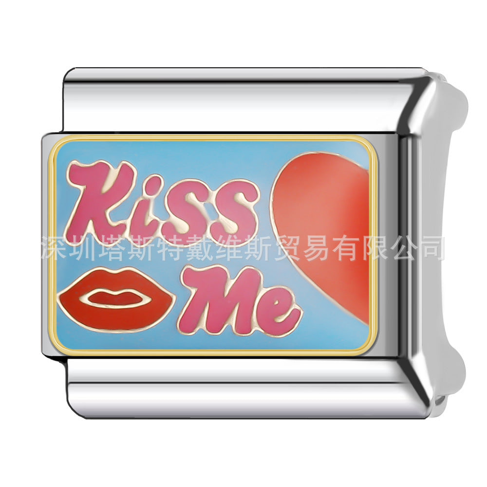 Wholesale  Italian Charm Bracelet 9mm DIY English Word Series Creative Stainless Steel Composable Bracelet