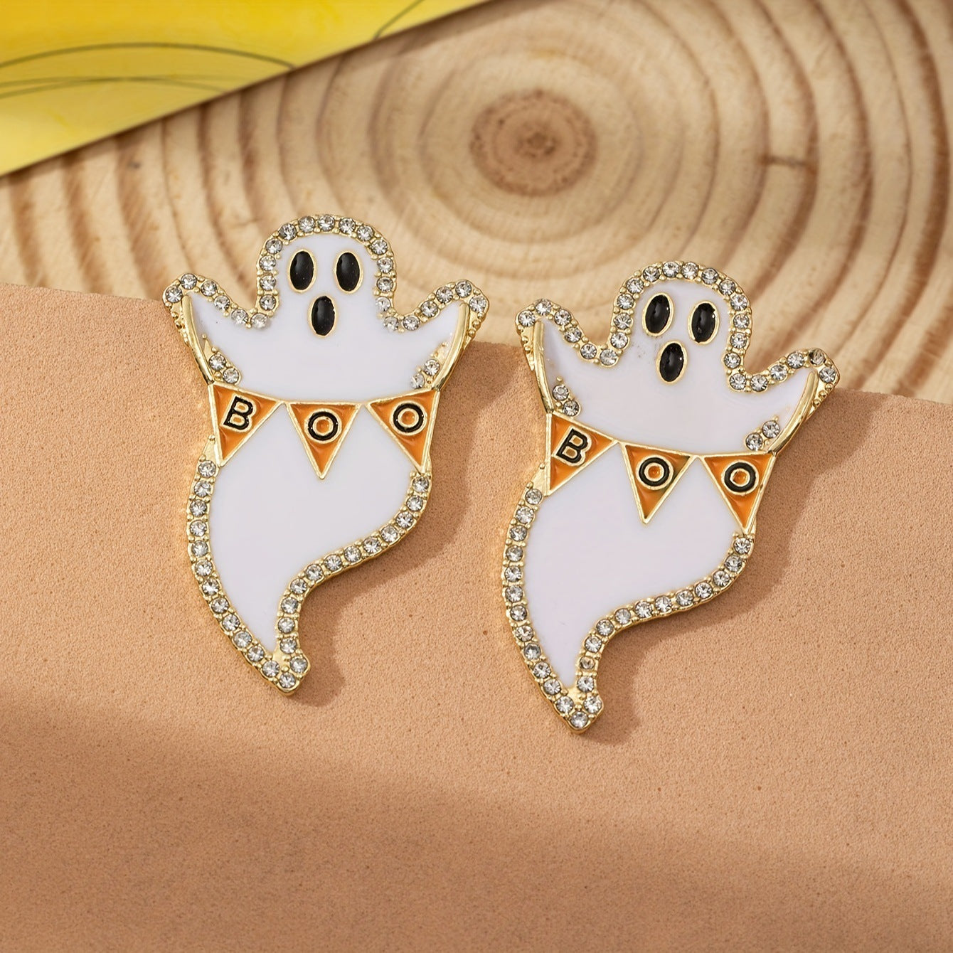 Wholesale 5pcs Halloween  Pair Halloween Cute Ghost Shape Alloy Oil Drop Earrings