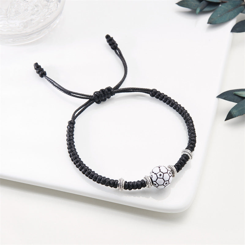 Wholesale volleyball ball bracelet sporty football black rope woven resin bracelet