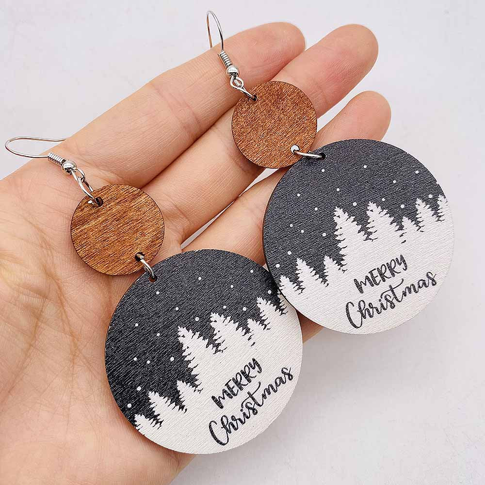 Wholesale  Christmas earrings retro style wooden earrings