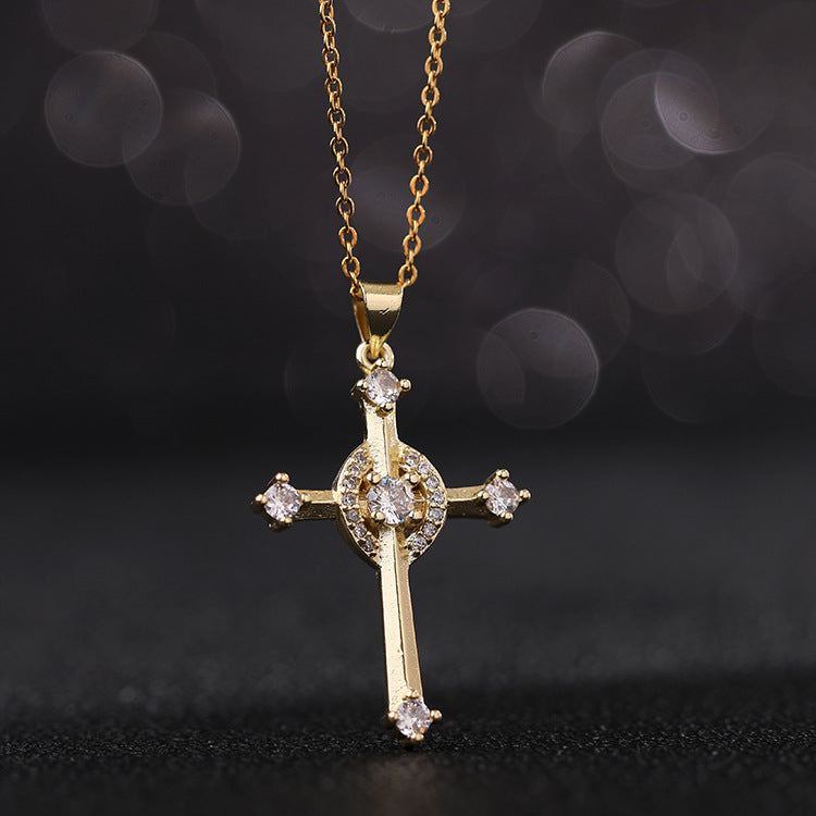 Wholesale Vintage Gold Cross Necklaces Zircon Clavicle Chain Choker Necklace ACC-NE-SY010