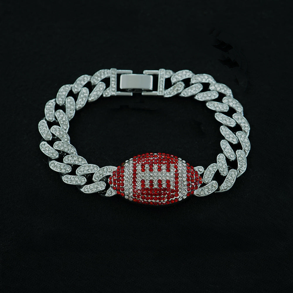 Wholesale Red Rugby Alloy Men' s Cuban Bracelet