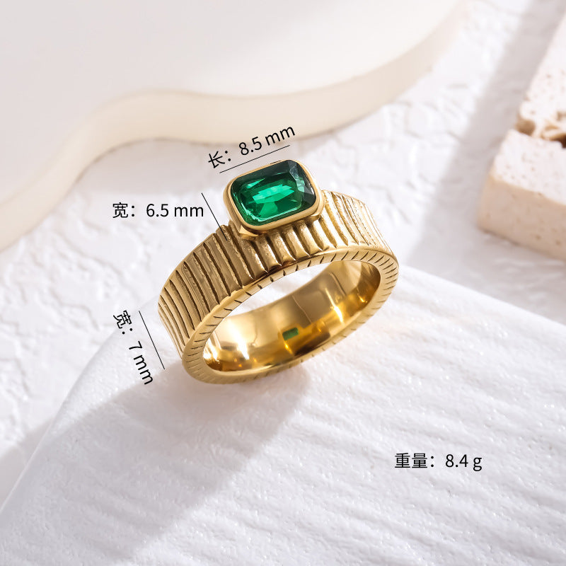 Wholesale Zircon Ring 18K Gold Plated Stainless Steel Ring ACC-RS-LR003