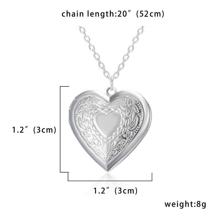 Wholesale heart can be opened photo frame necklace