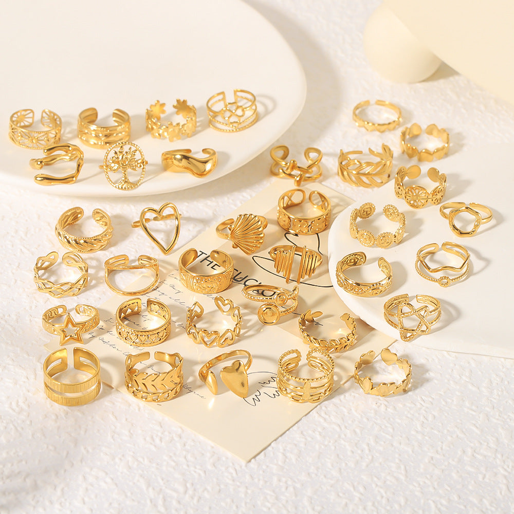 Wholesale Stainless Steel Open Ring Heart Shape Geometric Titanium Steel Ring ACC-RS-Xiny001