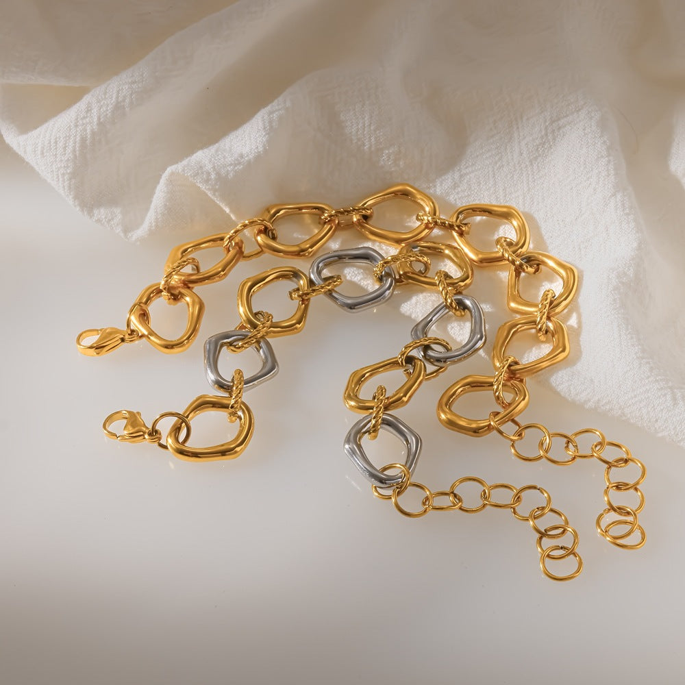 Wholesale Trendy Geometric 18K Gold Plated Stainless Steel Bracelet Stylish Women S Fashion Accessory Boutique Gift Resale