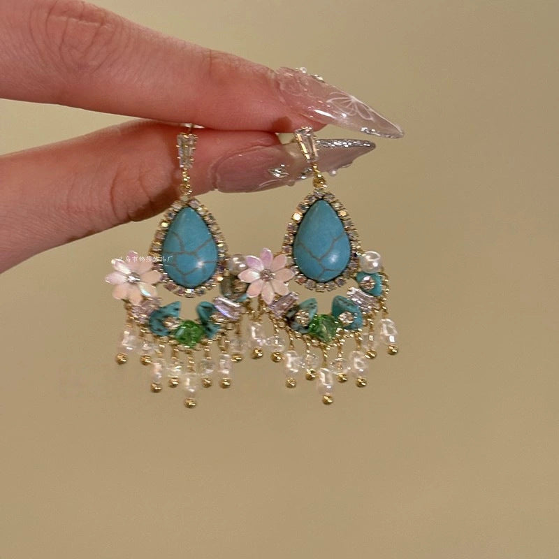 Wholesale  retro flower tassel earrings