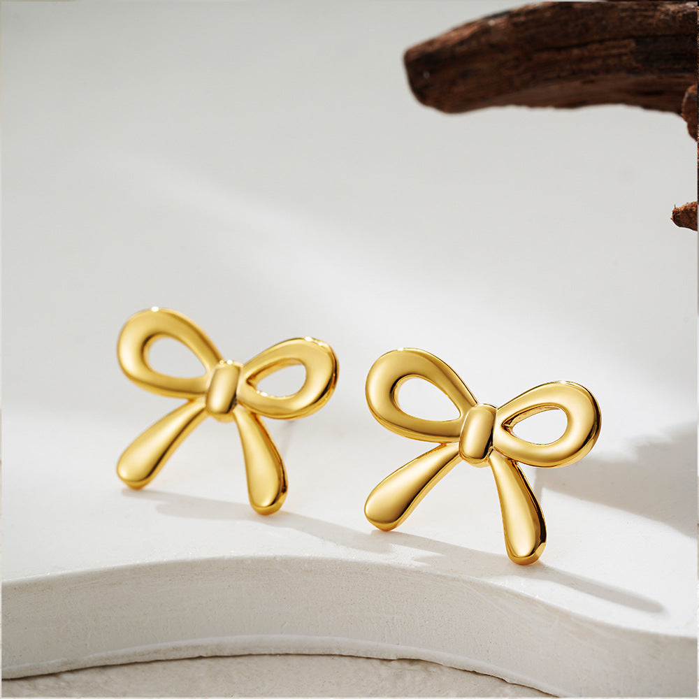 Wholesale 18K Bow Earrings Mini Ear Stud