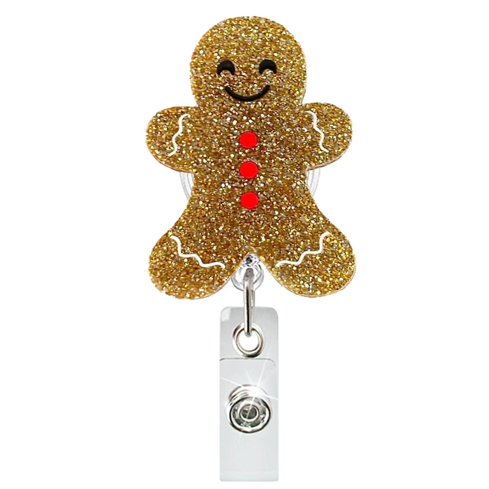 Wholesale Christmas Tree Holiday Glitter Badge Clip Retractable Keychain ACC-KC-LingYu014