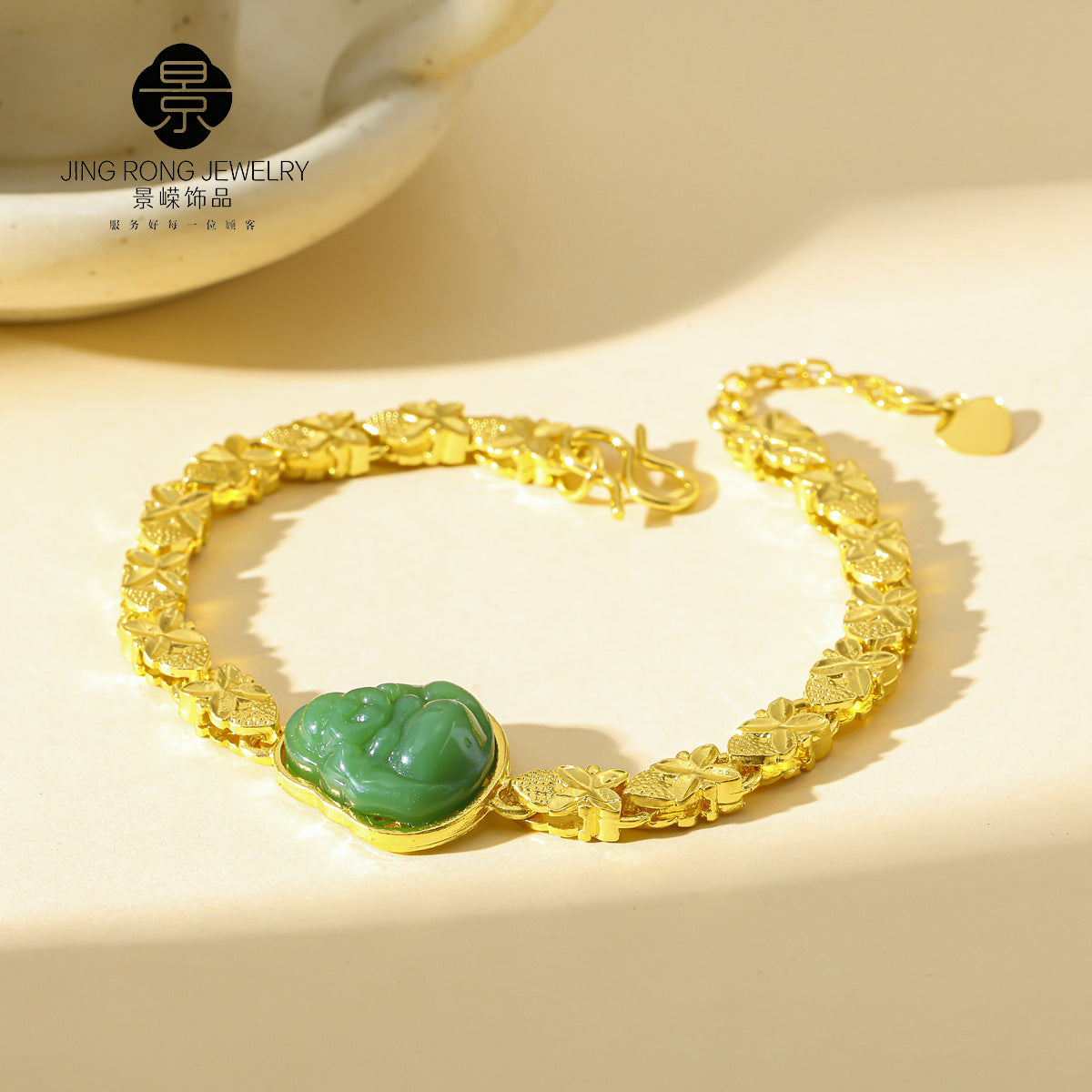 Wholesale Trendy Dark Green Buddha Clover Charm Bracelet,  Fashion Jewelry Accessory for Everyday Wear