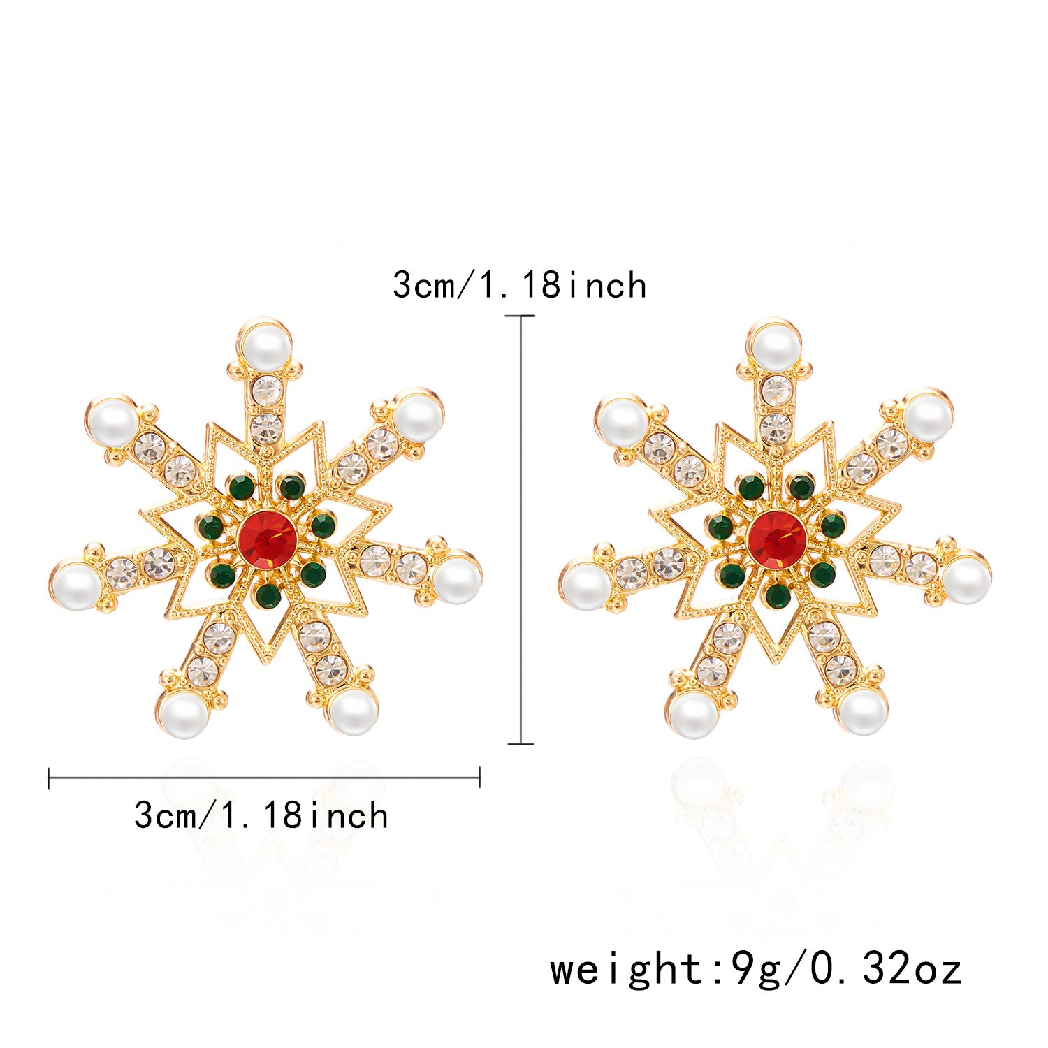 Wholesale  Christmas Earrings  Diamond Pearl Winter Christmas Snowflake Earrings