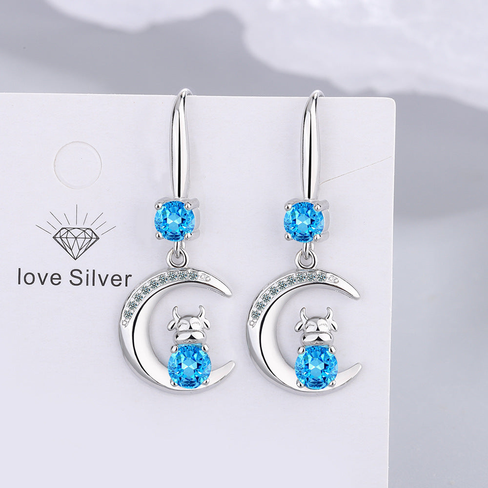 Wholesale Pink Diamond Zircon Ox Earrings