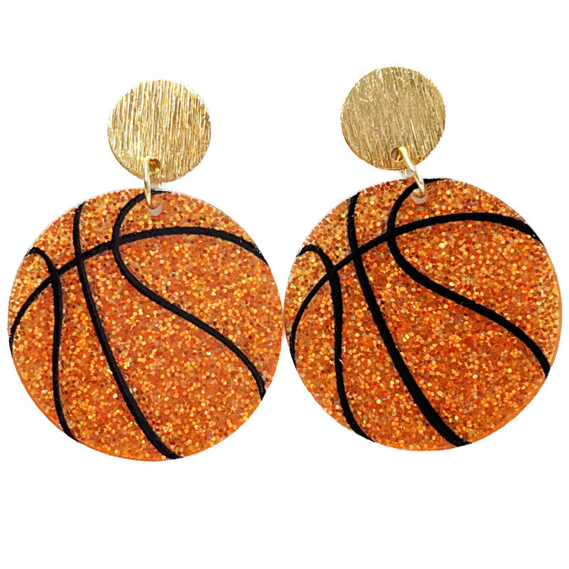 Wholesale 2pairs/pack Glitter Sports Football Basketball Acrylic Stadium Cheering Atmosphere Earrings ACC-ES-HY116