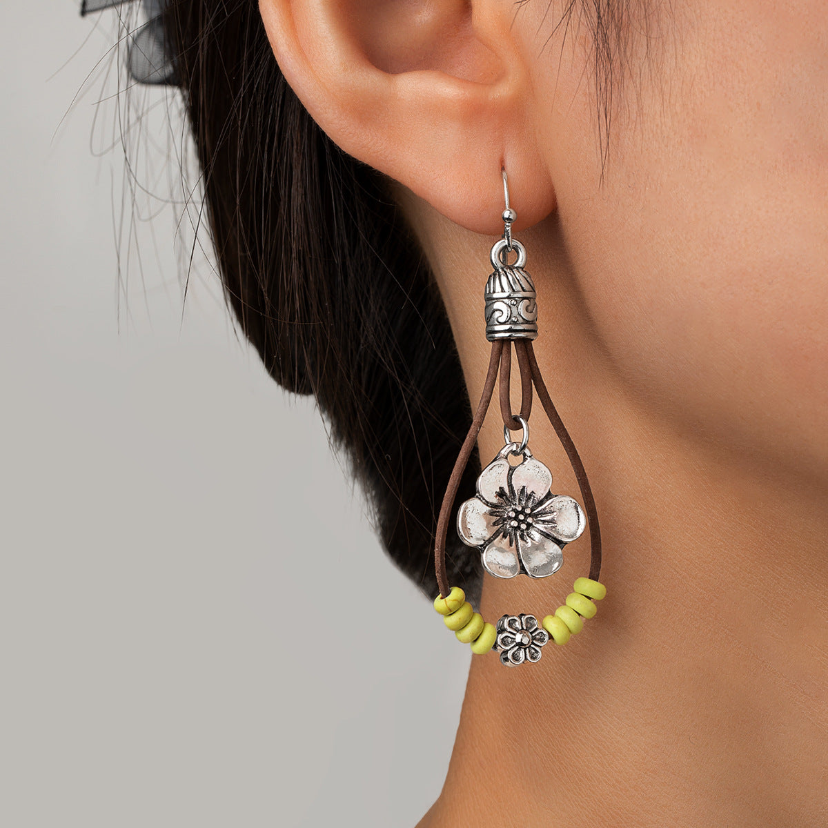 Wholesale Western style retro ethnic style alloy flower pendant  earrings