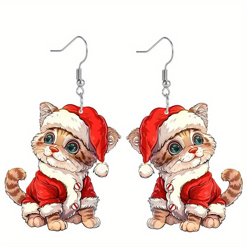 Wholesale acrylic earrings  creative cute style Christmas pendant earrings