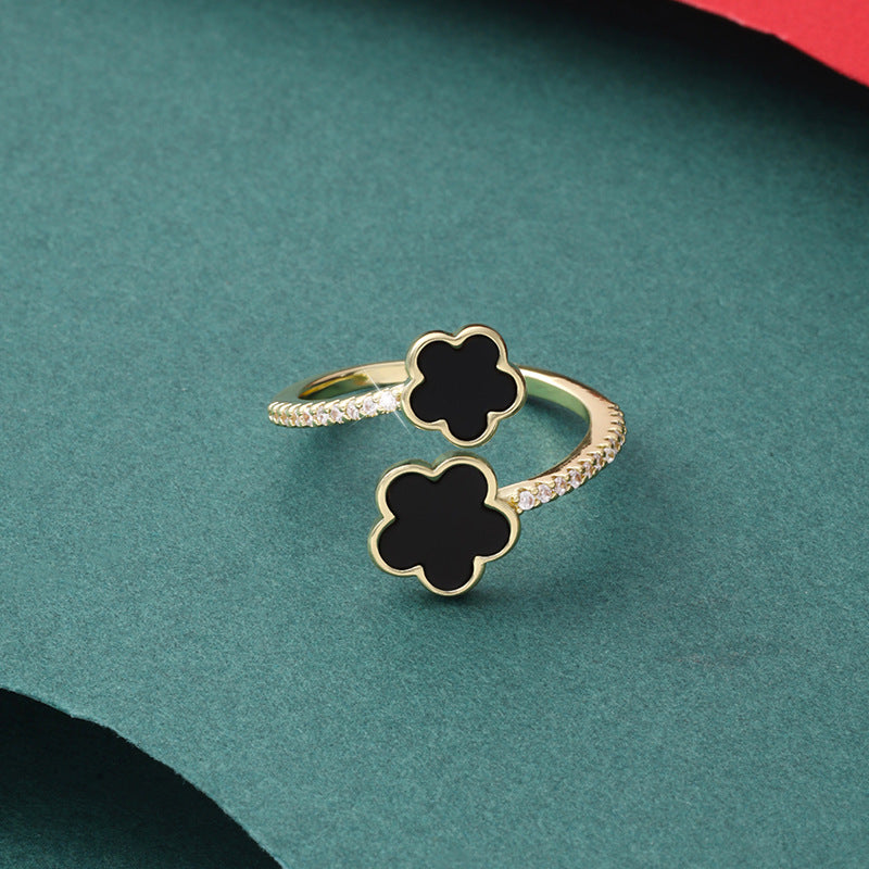 Wholesale Five Petal Flower Open Ring Adjustable Ring ACCVIP-RS-ZhuoM001