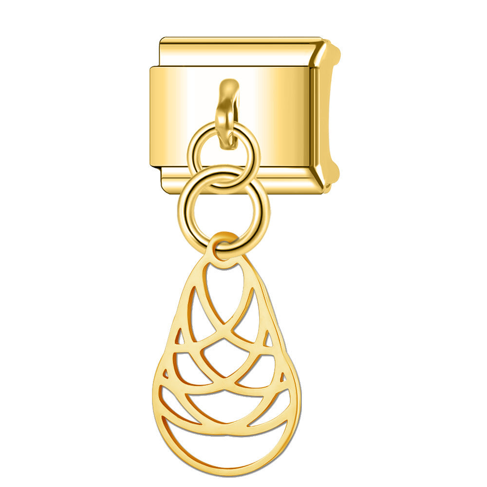 Wholesale Italian Charm Bracelet 9mm DIY Splicing Hollow Gold Pendant Stainless Steel Composable Bracelet