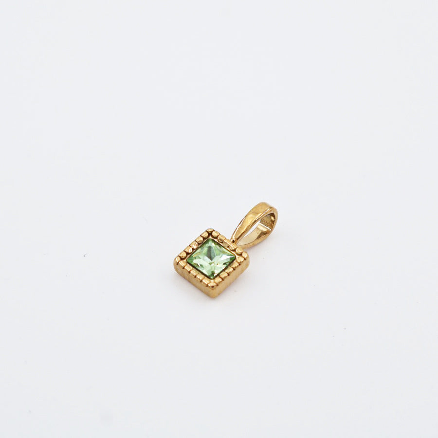 Wholesale Stainless Steel Colorful 12 Birthstone Pendant Free Assembly DIY Accessories Necklace