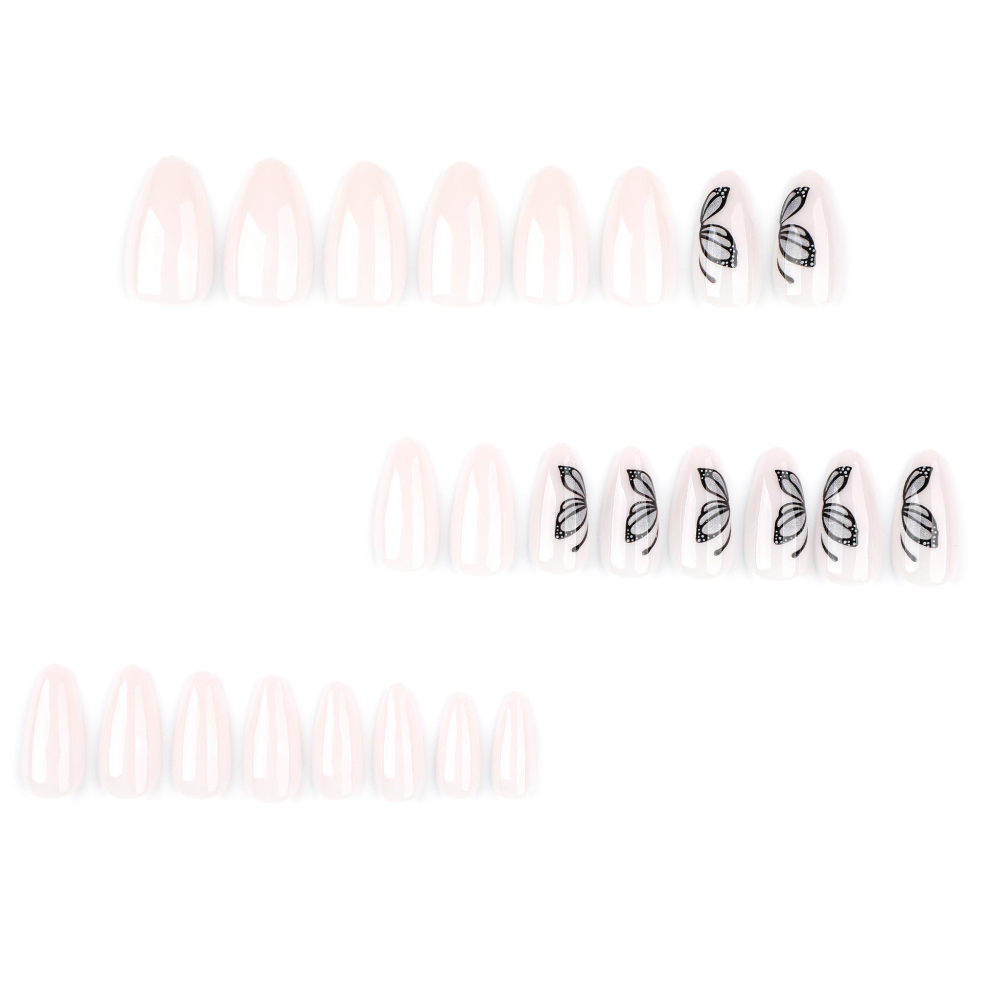 Wholesale 24 Pieces/box Black Butterfly Nails Kits Nail Stickers