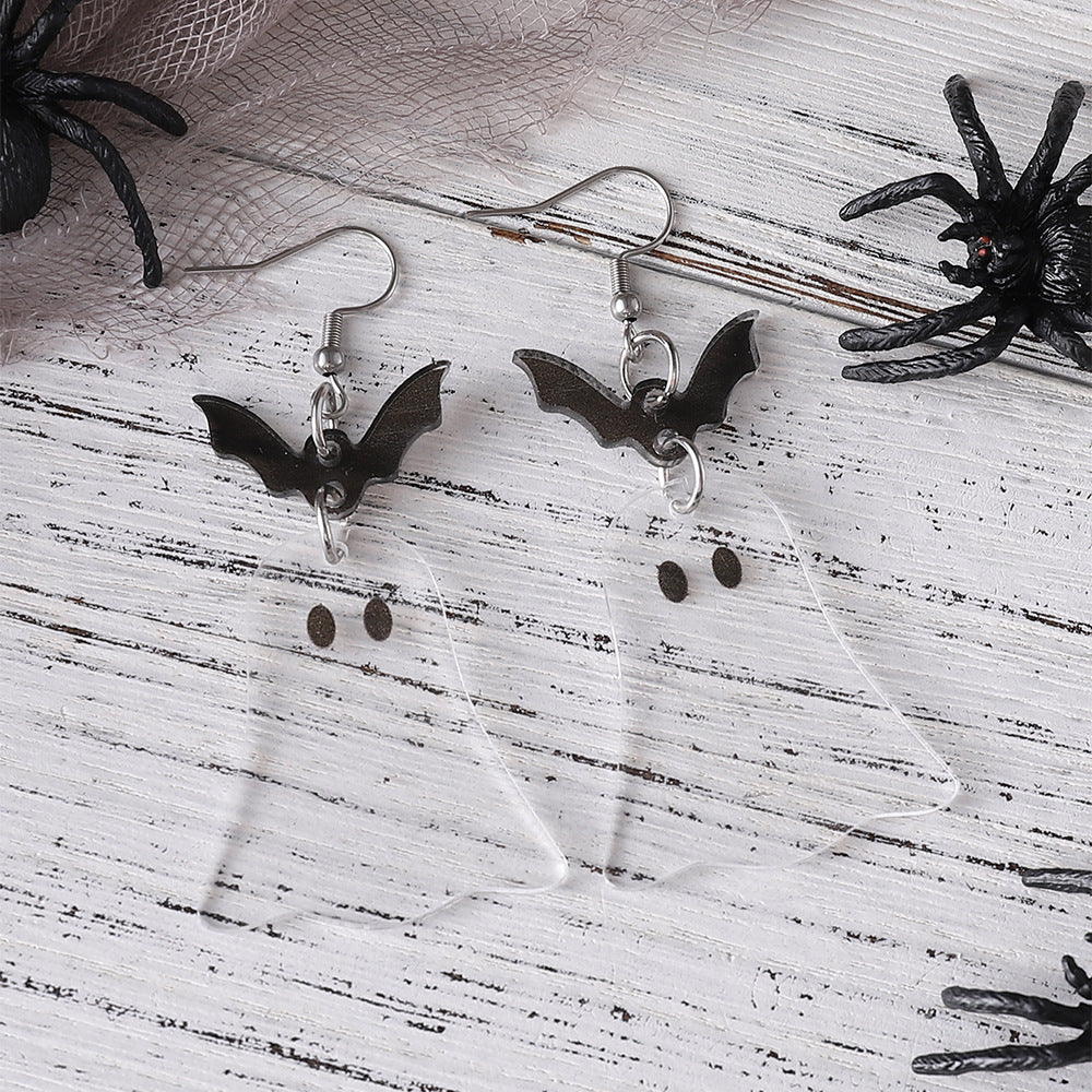 Wholesale  Halloween Bat Ghost Splicing Pendant Acrylic Earrings