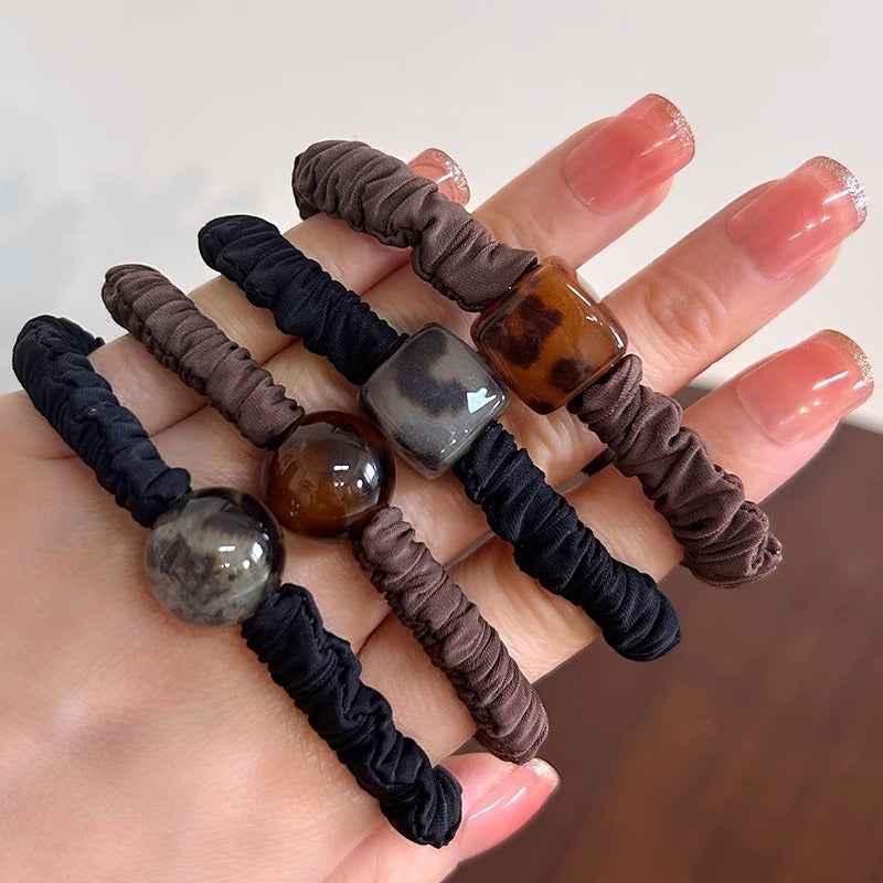 Wholesale small rubber band brown scrunchies