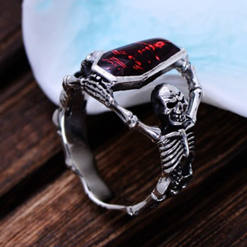 Wholesale Retro vampire bat skull punk style men' s ring