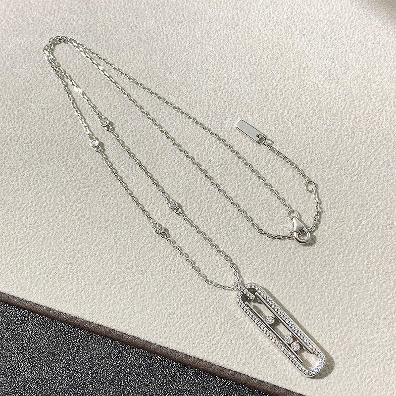 Wholesale V gold  three diamond necklace