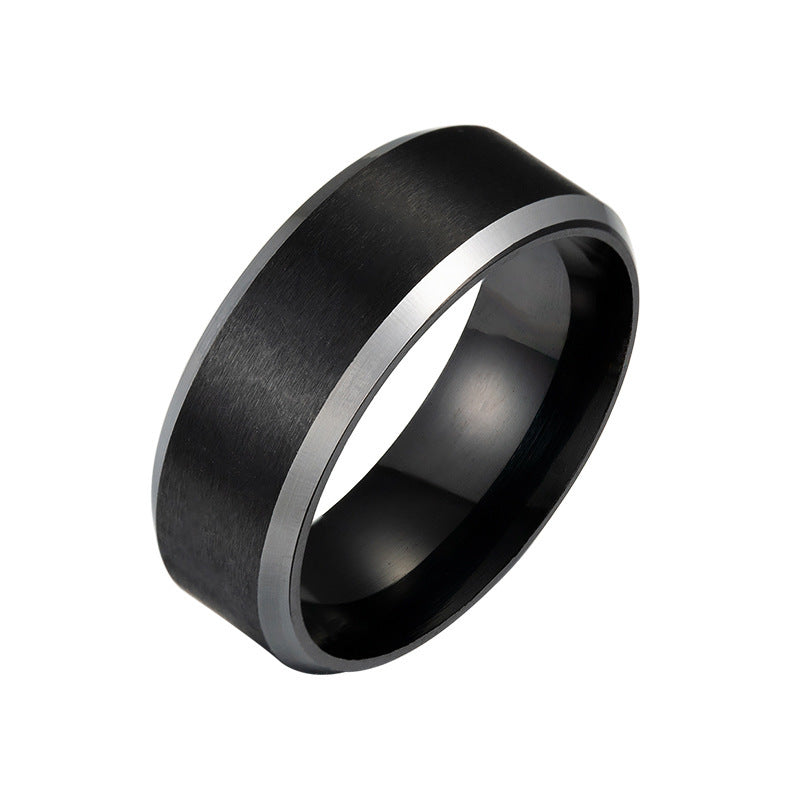 Wholesale  Men's  Electroplated Black Combination Stainless Steel Ring