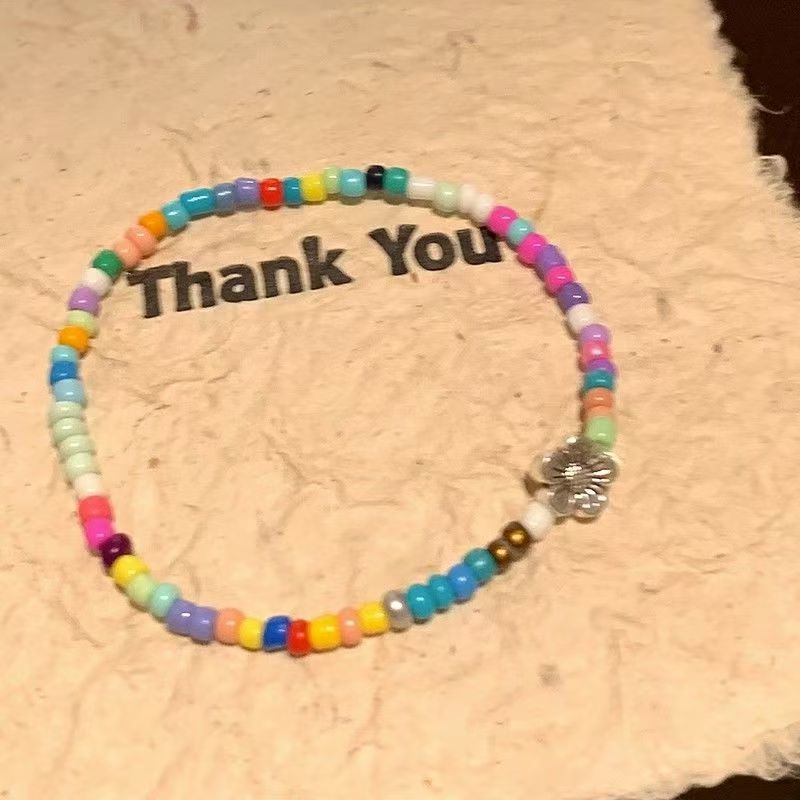 Wholesale Chic Rainbow Color Handmade Glass Beaded Bracelet For Women Fashion Jewelry Accessory Anniversary Gift And Resale