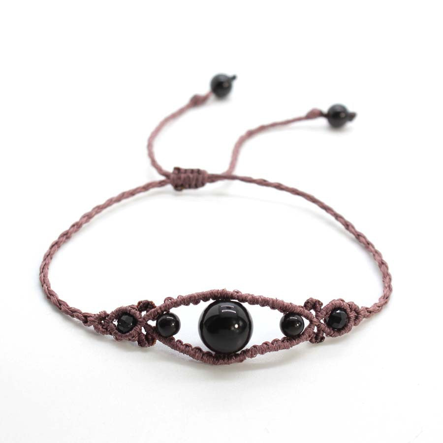 Wholesale Amethyst Gemstone Beaded Bracelet Angel Eye Handwoven Adjustable Retro Chic Everyday Jewelry