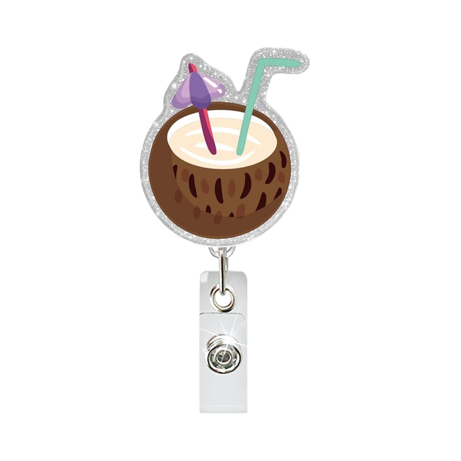 Wholesale Ocean-Themed Acrylic Retractable ID Badge Reel - nut Tree Dolphin Sea Turtle Design,  Office Gift