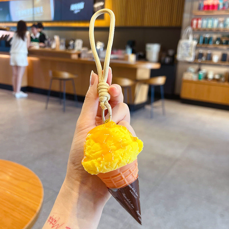 Wholesale Simulated Ice Cream Cone Keychain,  Chic Decorative Bag Charm Gift