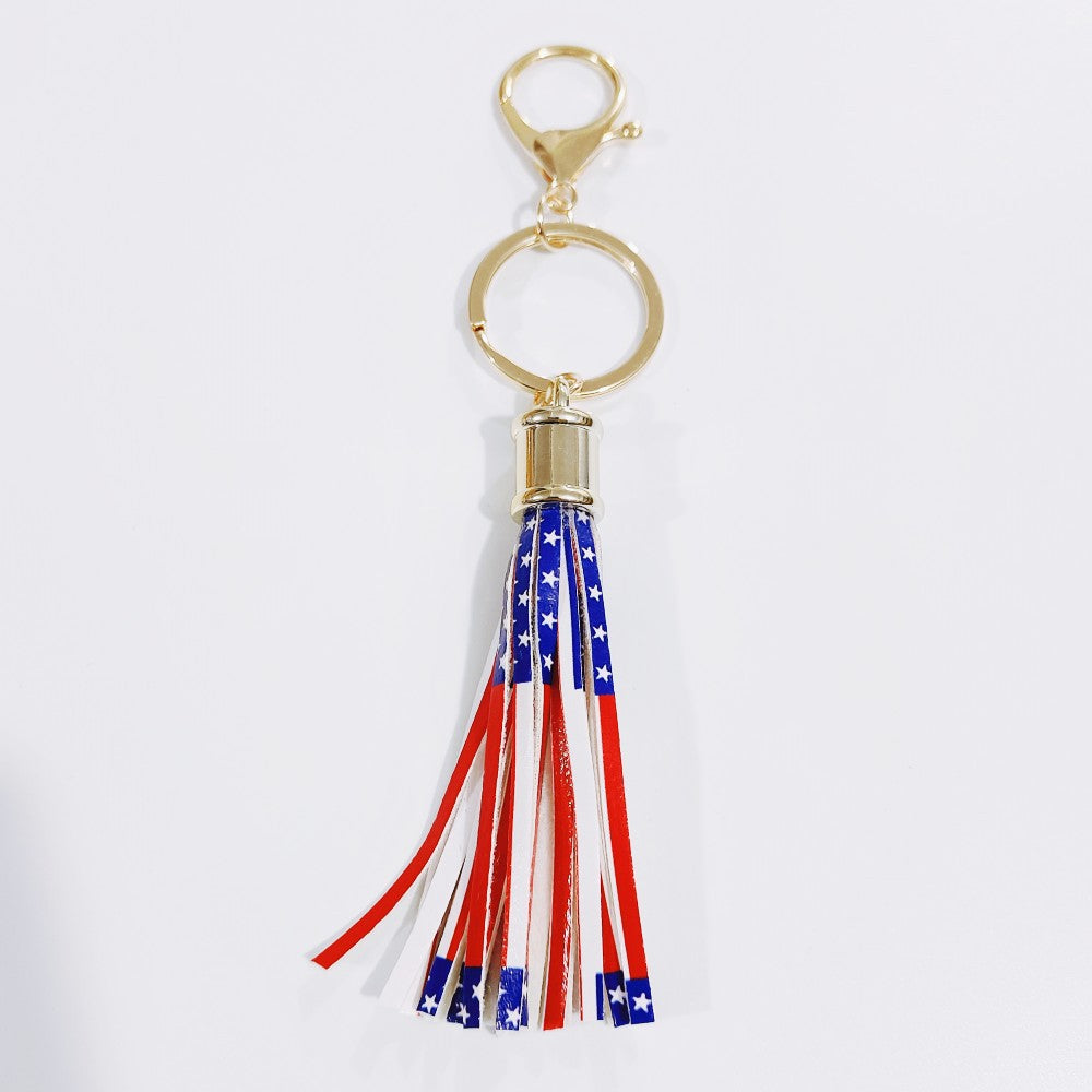 Wholesale Leopard Color Leather Tassel Keychain