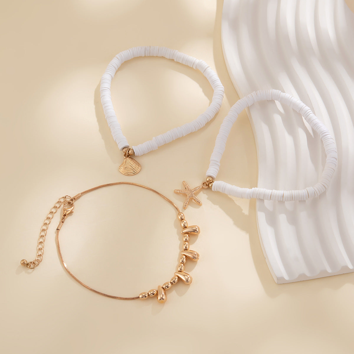 Wholesale Holiday Starfish Soft Clay Anklet Set