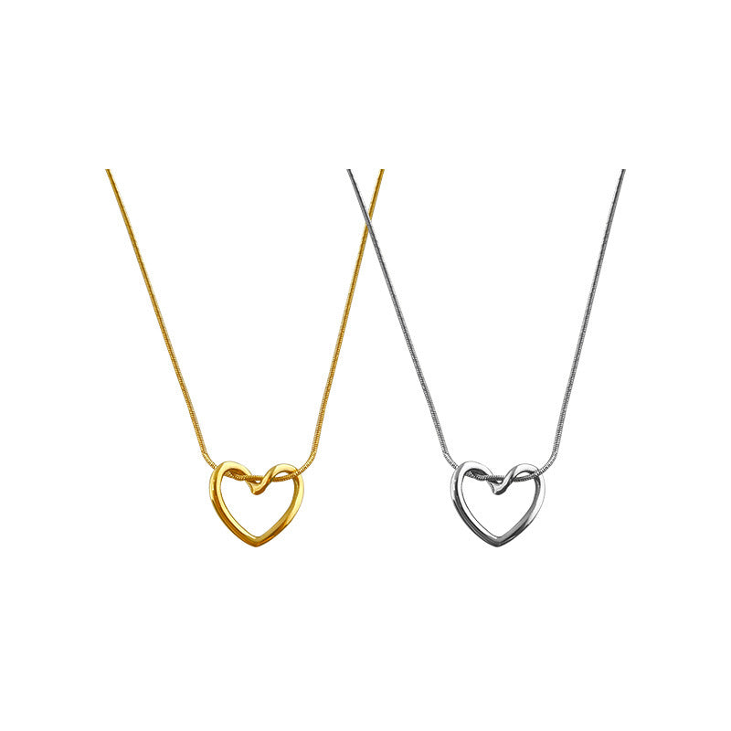 Wholesale Titanium Steel twisted heart necklace