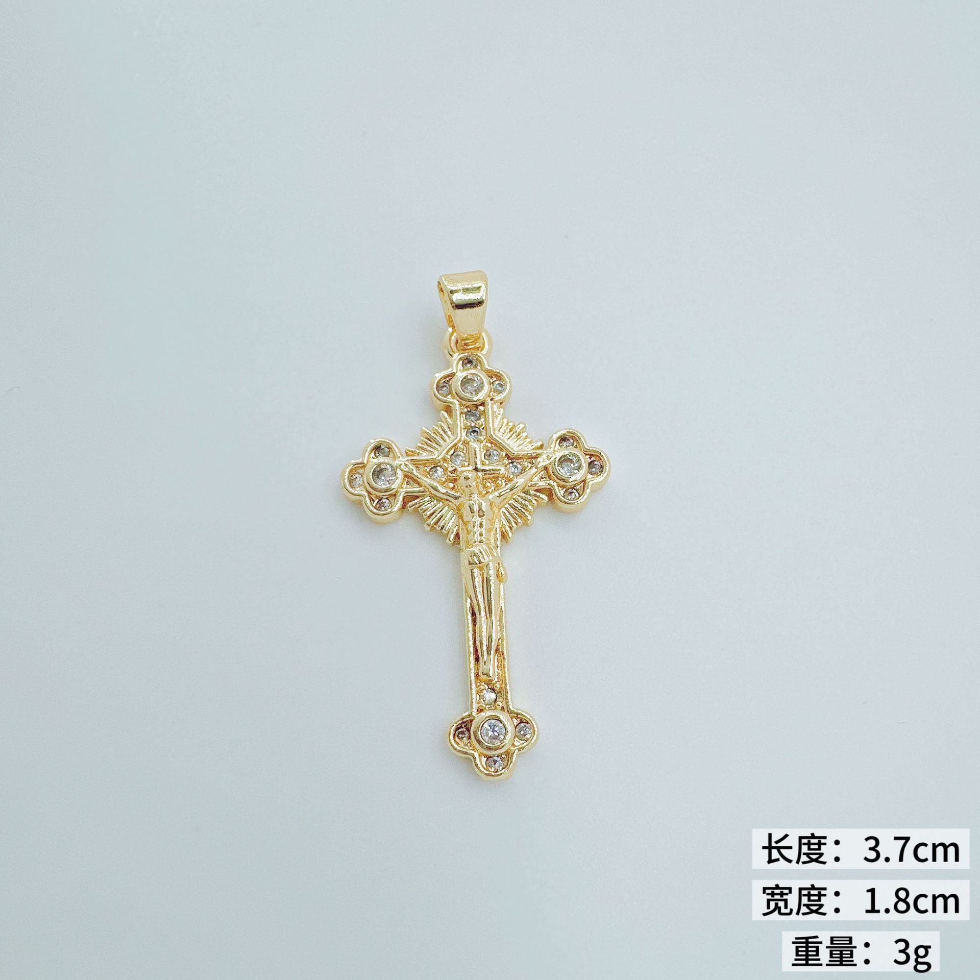 Wholesale Fashion Cross Pendant Necklace,  Gold Plated Copper,  Trendy Hip Hop Jewelry Accessory for Boutique Resale