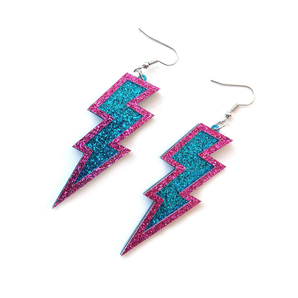 Wholesale Geometric Lightning Acrylic Earrings - Trendy Jewelry Accessory for Party,  Gift &  Boutique Resale