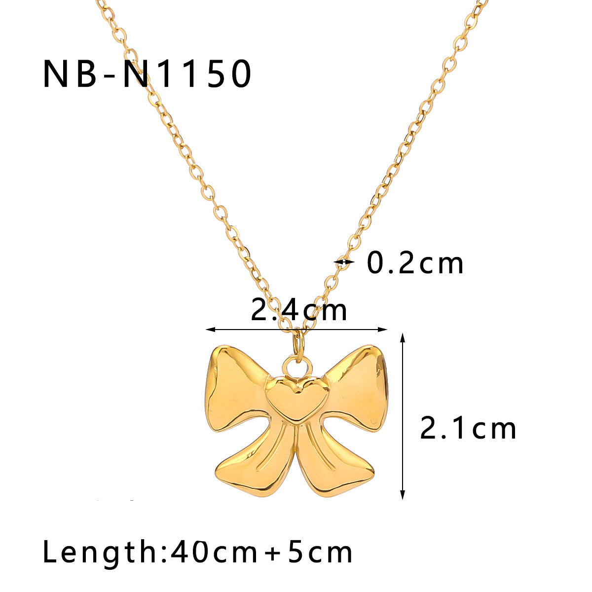 Wholesale Bow Heart Stainless Steel 18K Gold Plated Necklace