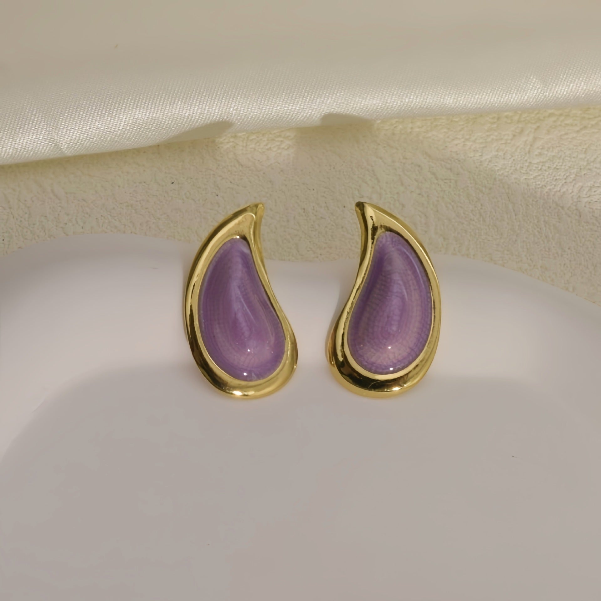 Wholesale Stainless Steel Teardrop Enamel Morandi Color Earrings