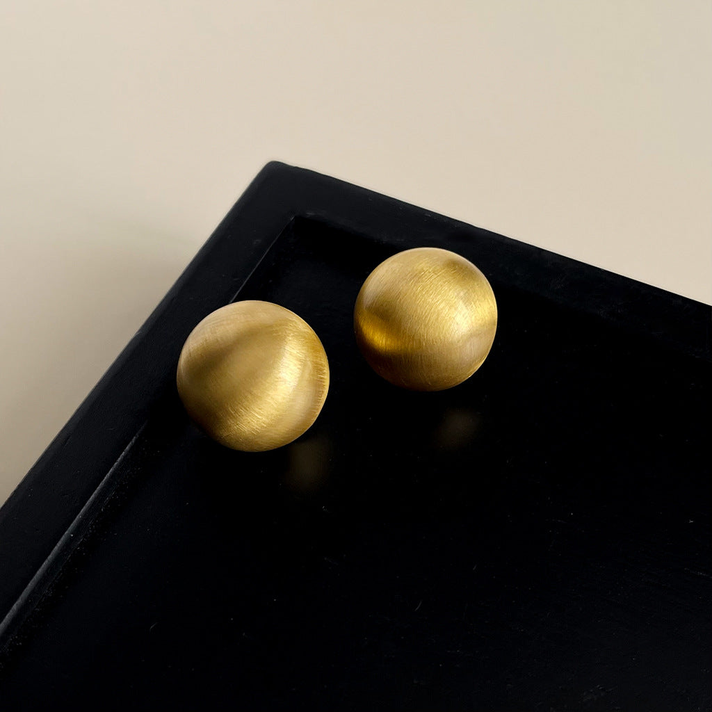 Wholesale  simple brushed frosted bean stud earrings