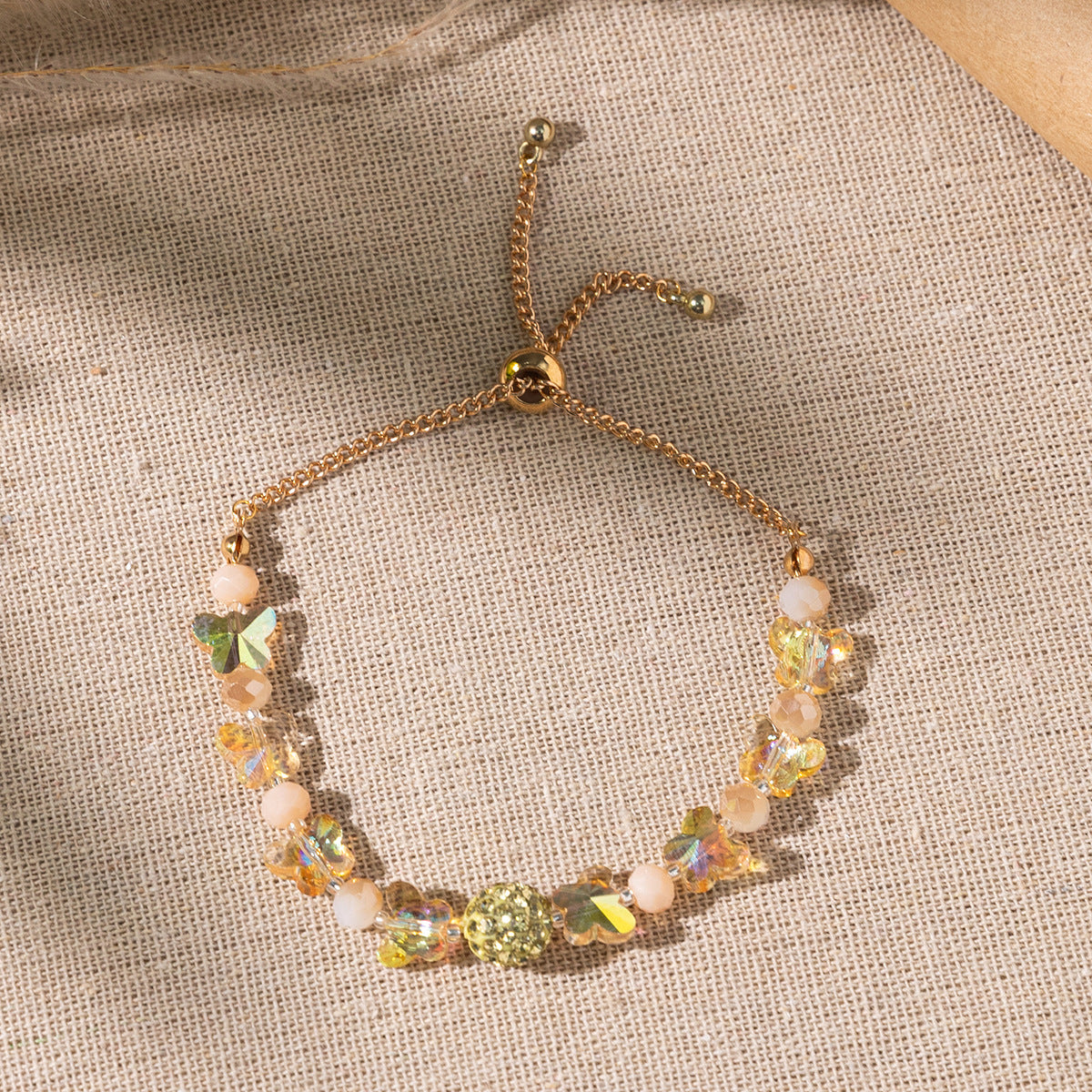 Wholesale Colorful gradient butterfly glass bead bracelet