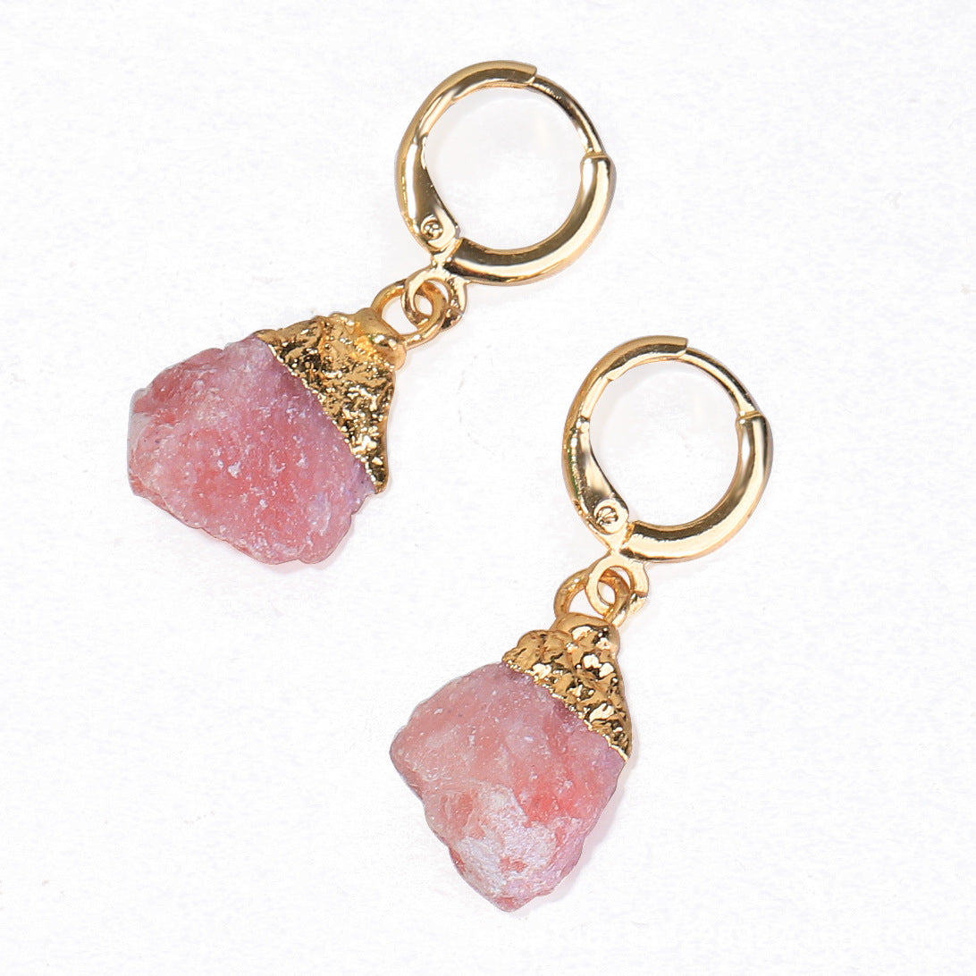 Wholesale Irregular Natural Stone Crystal Birthday Stone Rough Stone Earrings ACC-ES-ZhuangZ001
