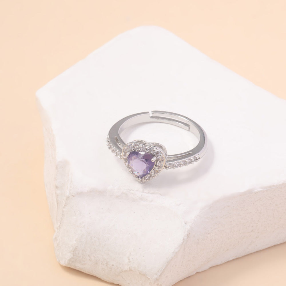 Wholesale copper material single color rhinestone love ring