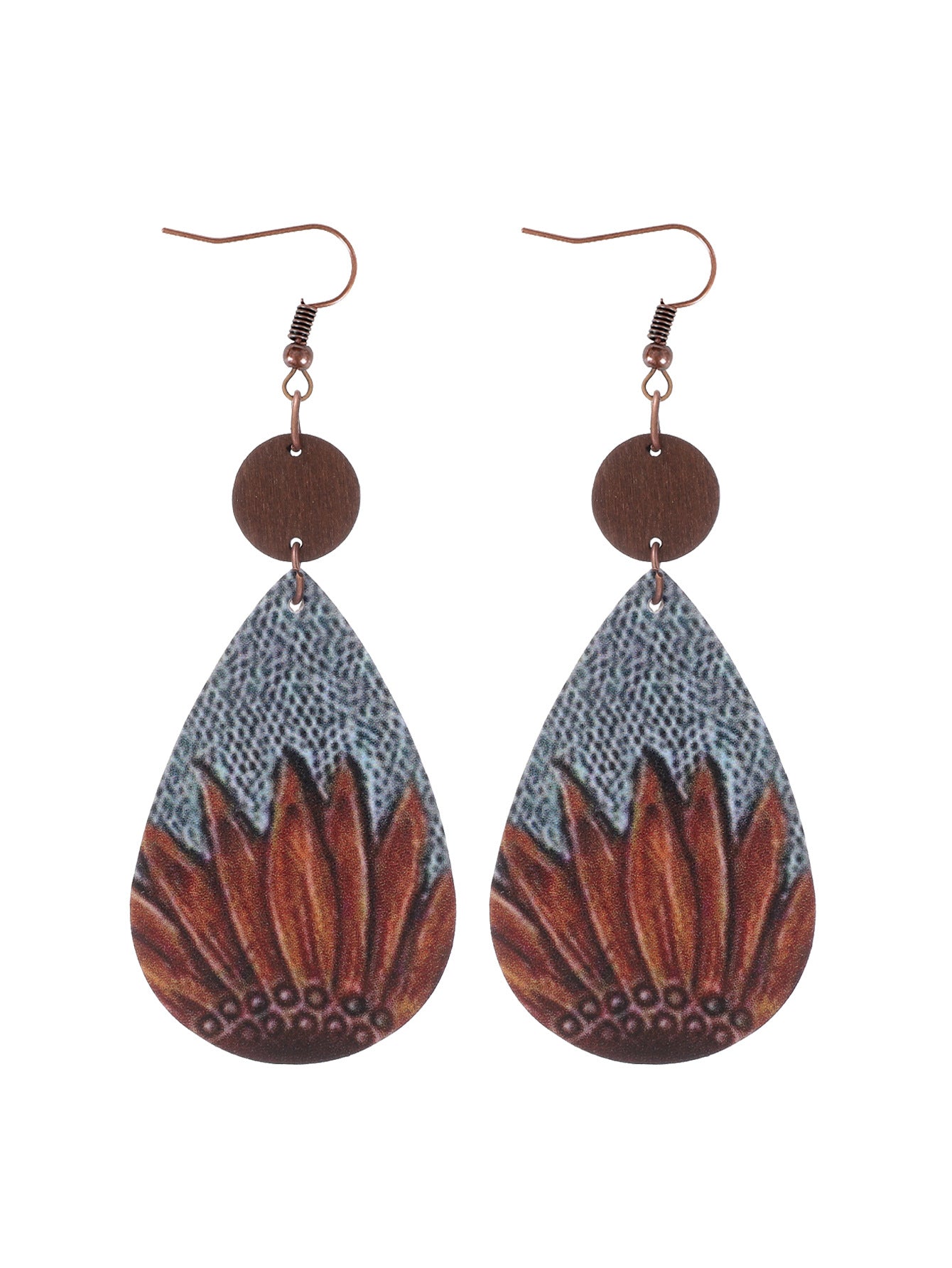 Wholesale  Irregular Graphic Cactus Pattern Leather Earrings