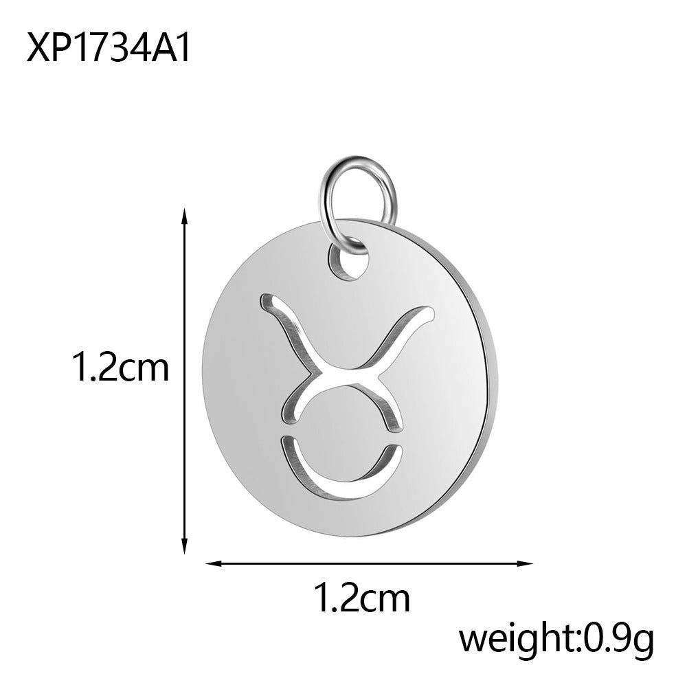 Wholesale Stainless steel 12 constellation hollow round card pendant