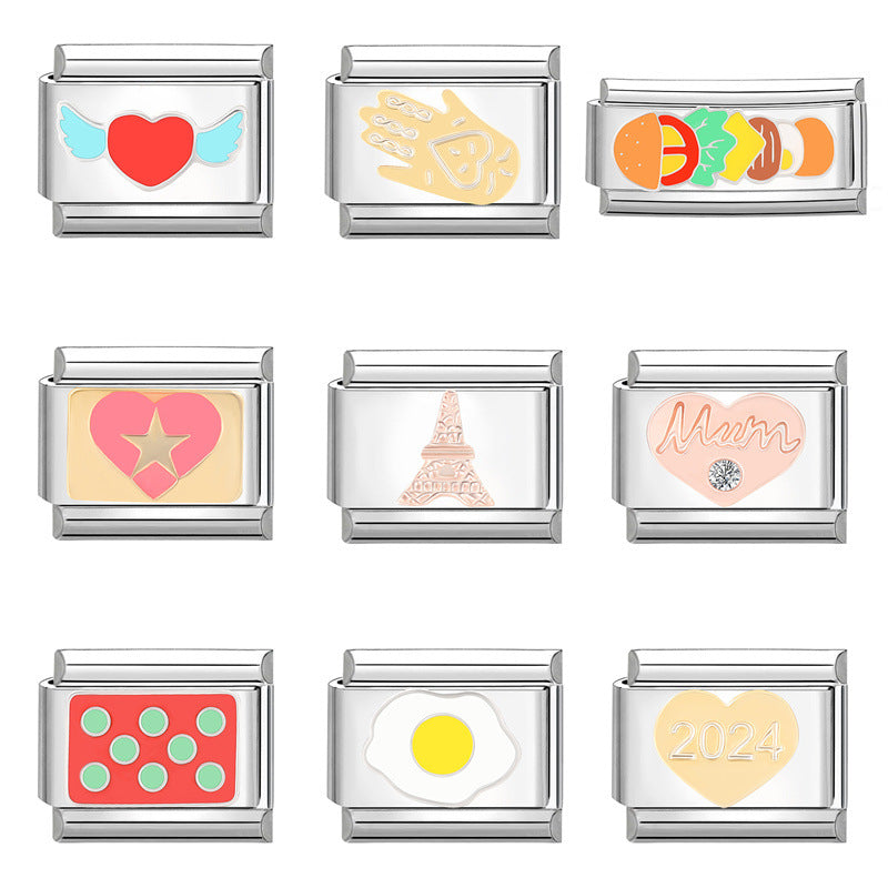 Wholesale Italian Charm Bracelet 9mm DIY Splicing Creative Stainless Steel Composable Bracelet