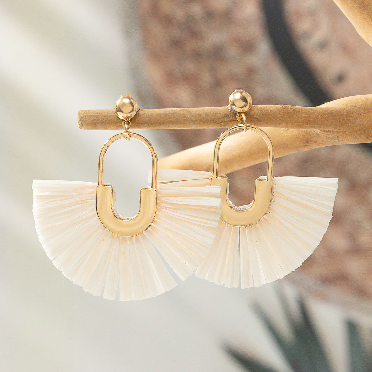 Wholesale Rattan Earrings Raffia Braided Earrings ACC-ES-XLH001