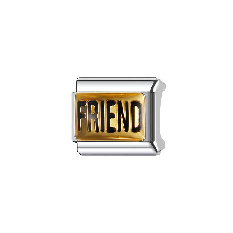 Bracelet de charme italien en gros 9 mm DIY Splicing Mots anglais Bracelet composable en acier inoxydable